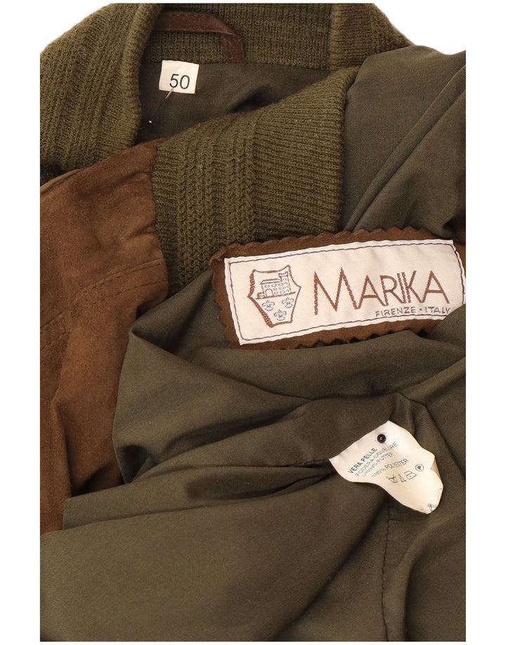 Vintage Mens Suede Bomber Jacket IT 50 Large Brown Leather