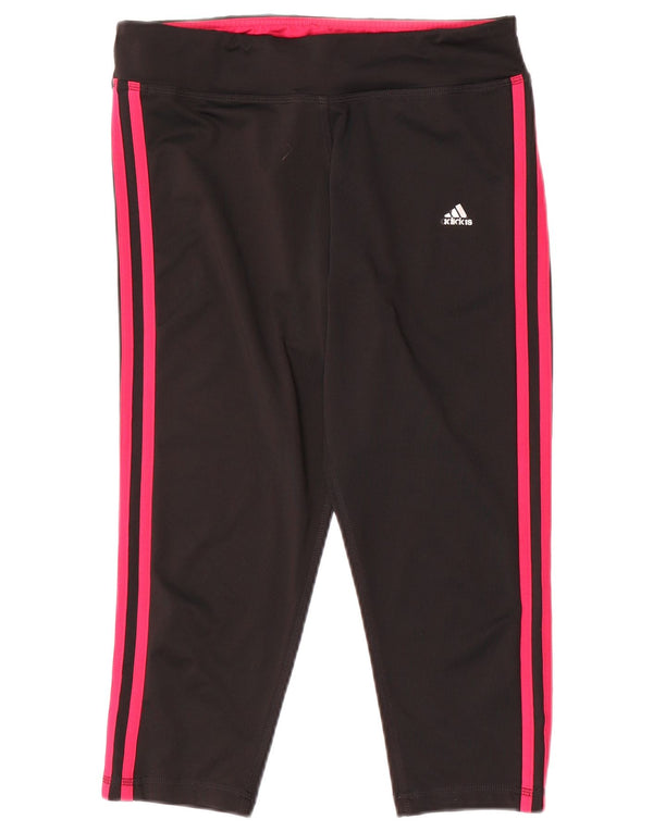 Adidas Womens Climalite Capri Leggings UK 12/14 Medium Black Polyester