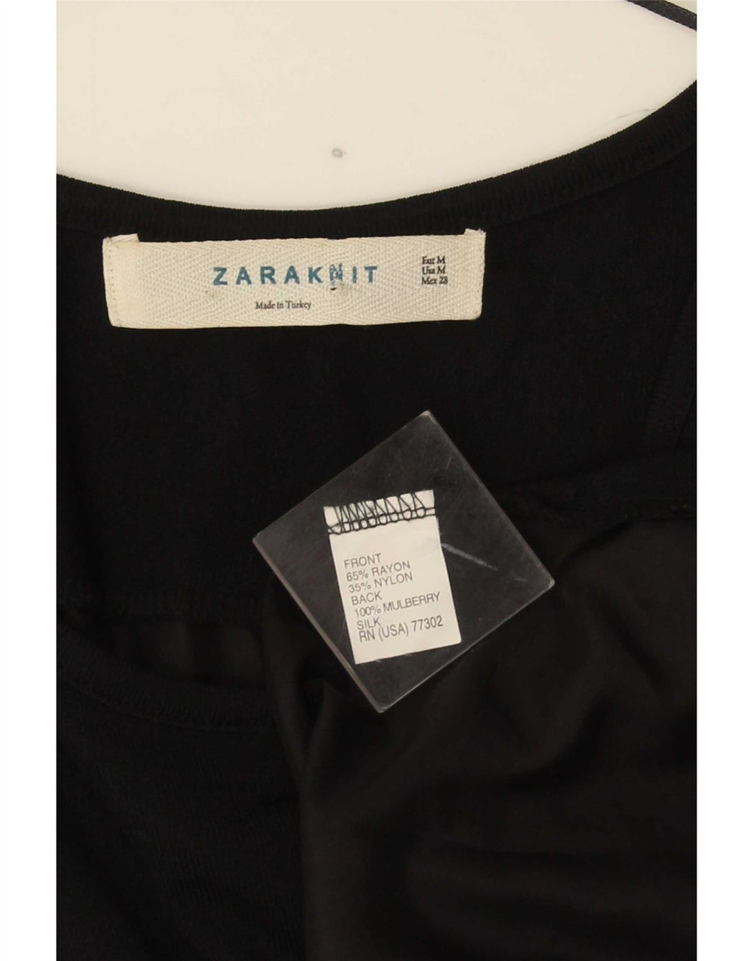 Zara Dame Ærmeløs Tunika Top UK 12 Medium Sort Rayon