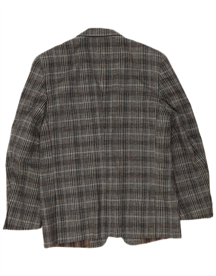 Vintage hombres 2 botones Blazer chaqueta Reino Unido 38 cheque gris medio