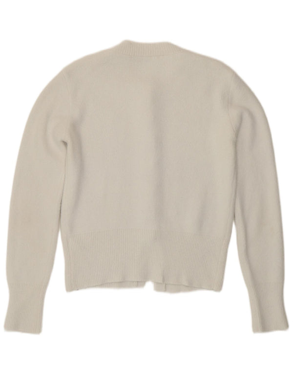 Zara Dame Cardigan Sweater UK 12 Medium Hvid Polyamid