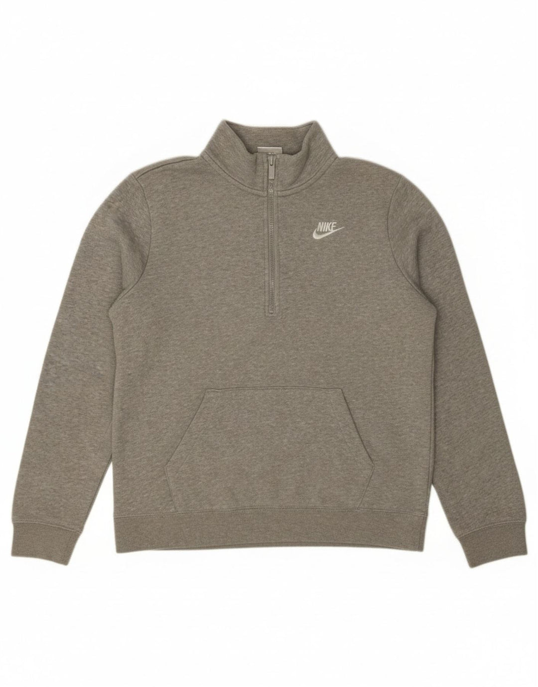 Nike Womens Oversized Zip Neck Sweatshirt Jumper UK 10 Small Grey Flecked