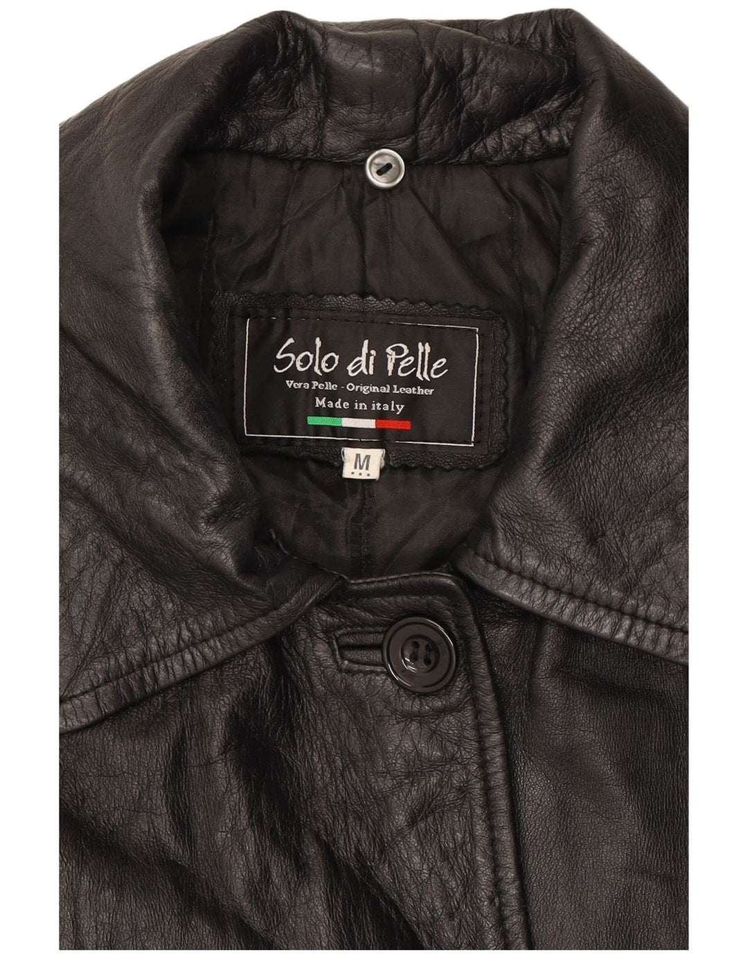 VINTAGE Womens Oversized Leather Coat UK 14 Medium Black Leather
