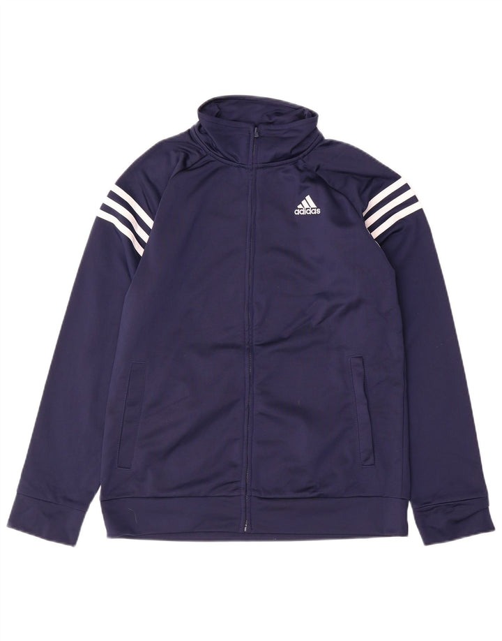 Giacca da tuta da ragazzo ADIDAS 12-13 anni, grande, in poliestere blu navy