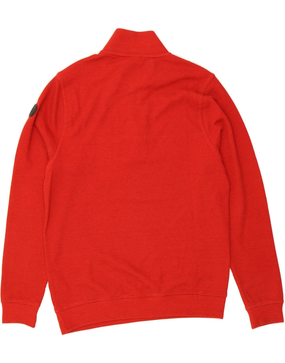 VINTAGE Mens Zip Neck Sweatshirt Jumper Small Red Cotton Vintage Vintage and Second-Hand Vintage from Messina Hembry 