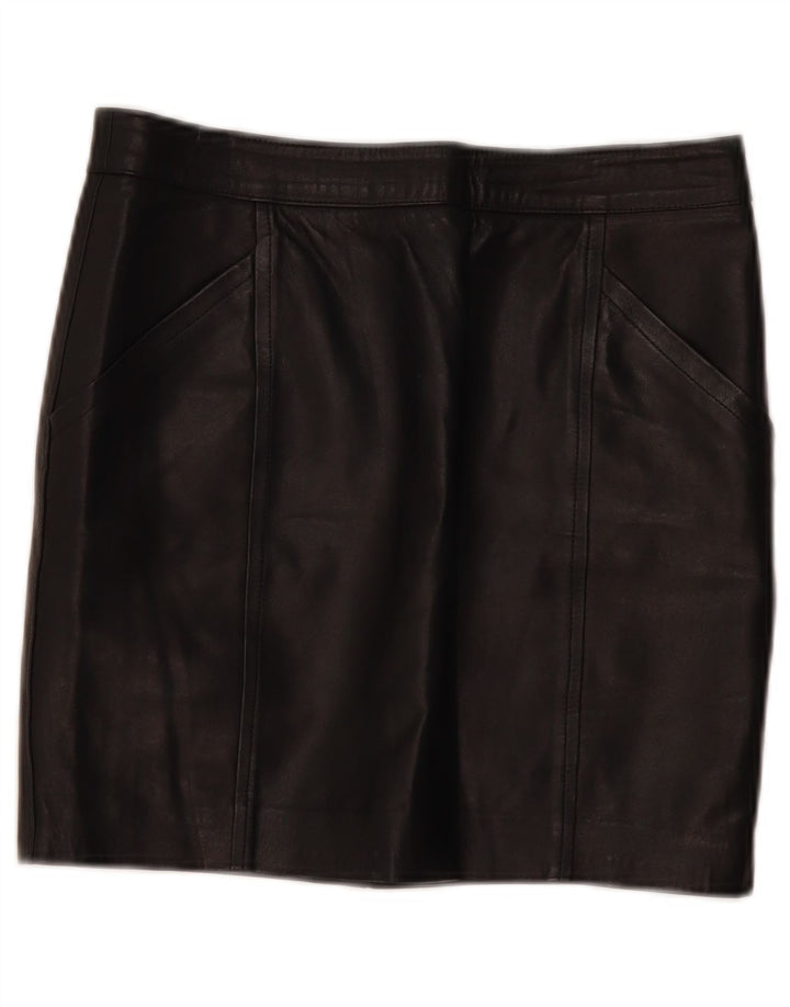 Vintage Womens Mini Leather Skirt W30 Medium Black