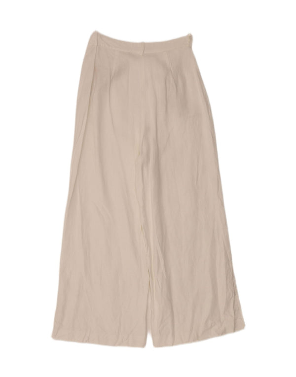 Zara Dame Højtaljede Brede Ben Casual Bukser Large W30 L27 Hvid