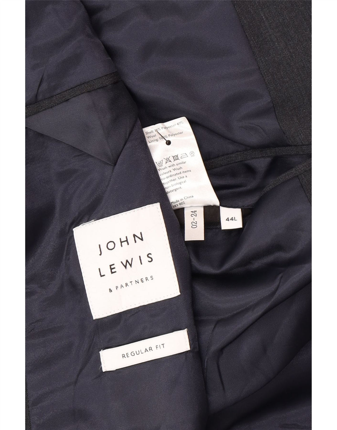 John Lewis Mens 2 Button Blazer Jacket UK 44 2XL Grey Polyester