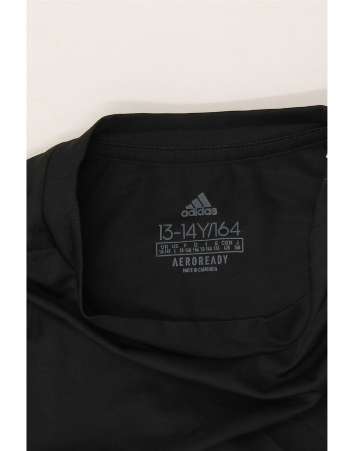 ADIDAS Boys Aeroready Top Long Sleeve 13-14 Years Black Polyester Vintage Adidas and Second-Hand Adidas from Messina Hembry 