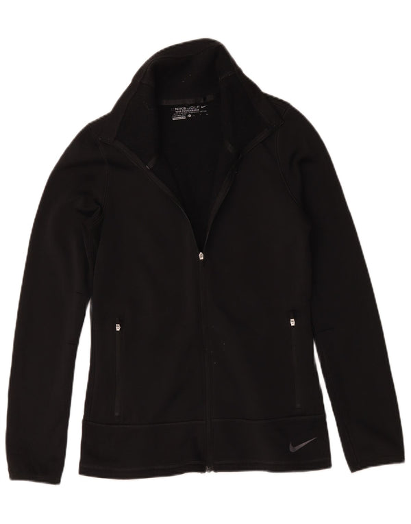 Nike Mujer Therma-Fit Chándal Top Chaqueta UK 10 Small Negro Poliéster