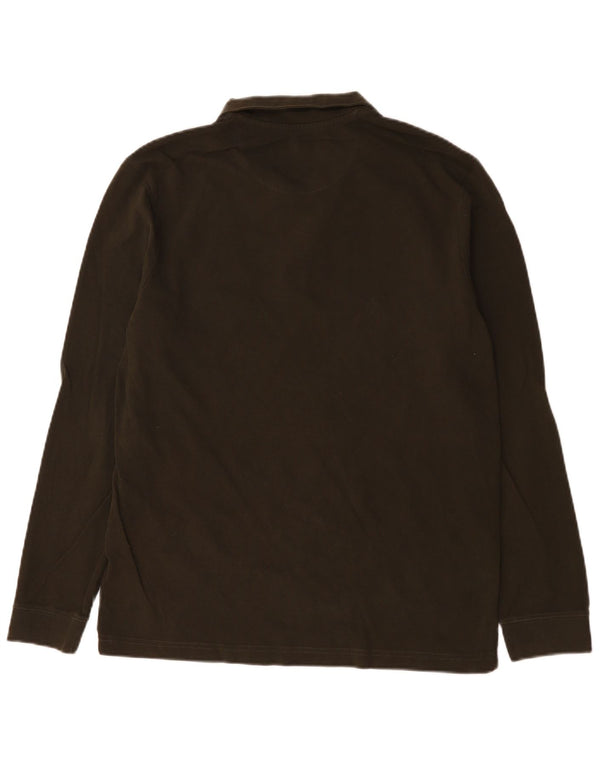 Farah Herren-Langarm-Poloshirt, große Khaki-Baumwolle
