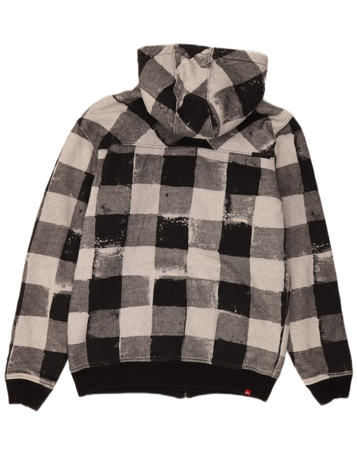 Quiksilver Mens Zip Hoodie Sweater Medium Black Gingham Cotton