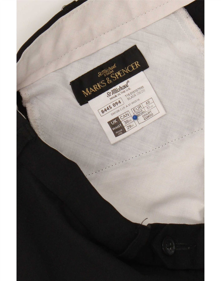Marks & Spencer Mens Straight Chino Trousers W38 L29 Black Polyester