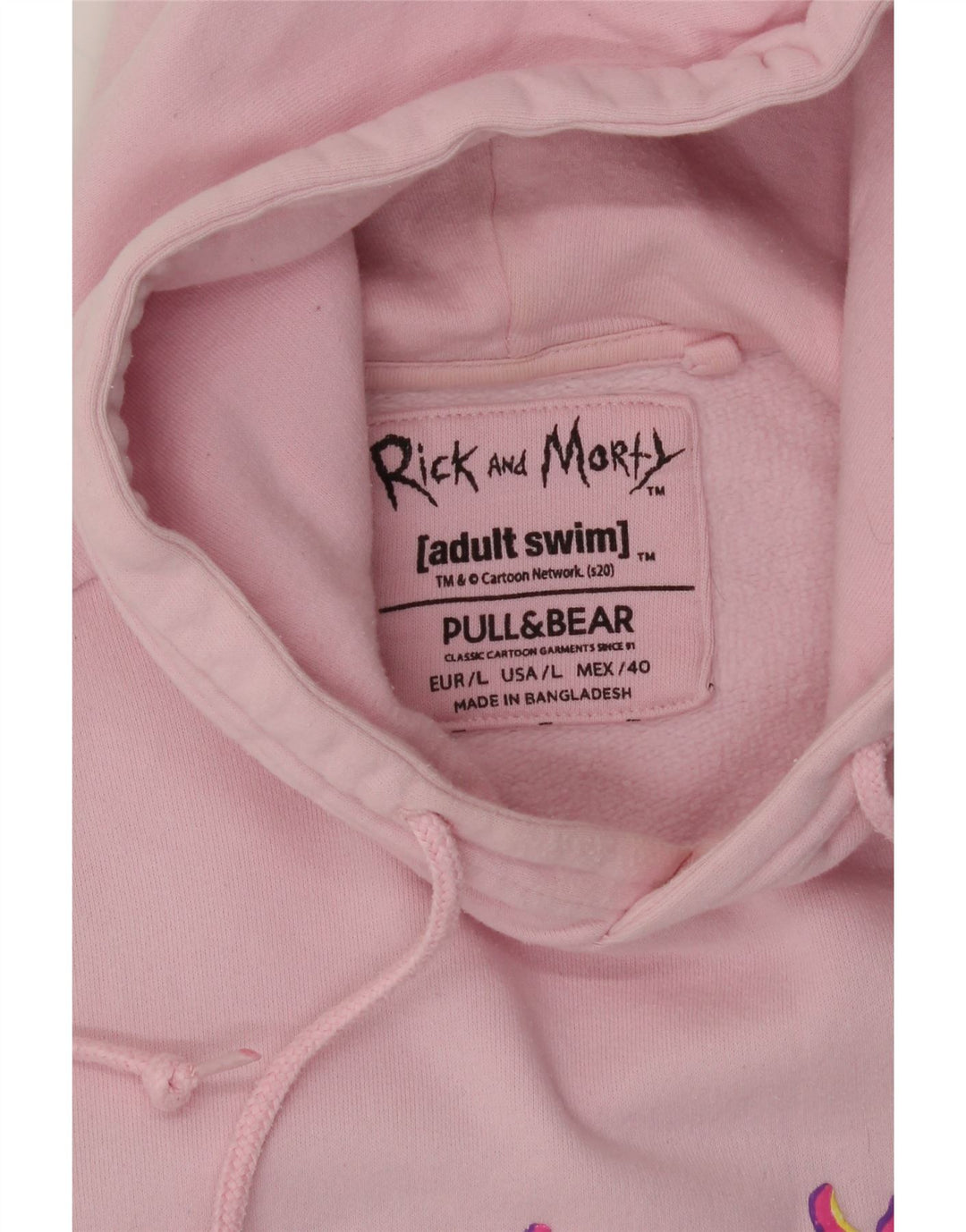 PULL & BEAR Mens Graphic Hoodie Jumper Large Pink Cotton Vintage Pull & Bear and Second-Hand Pull & Bear from Messina Hembry 