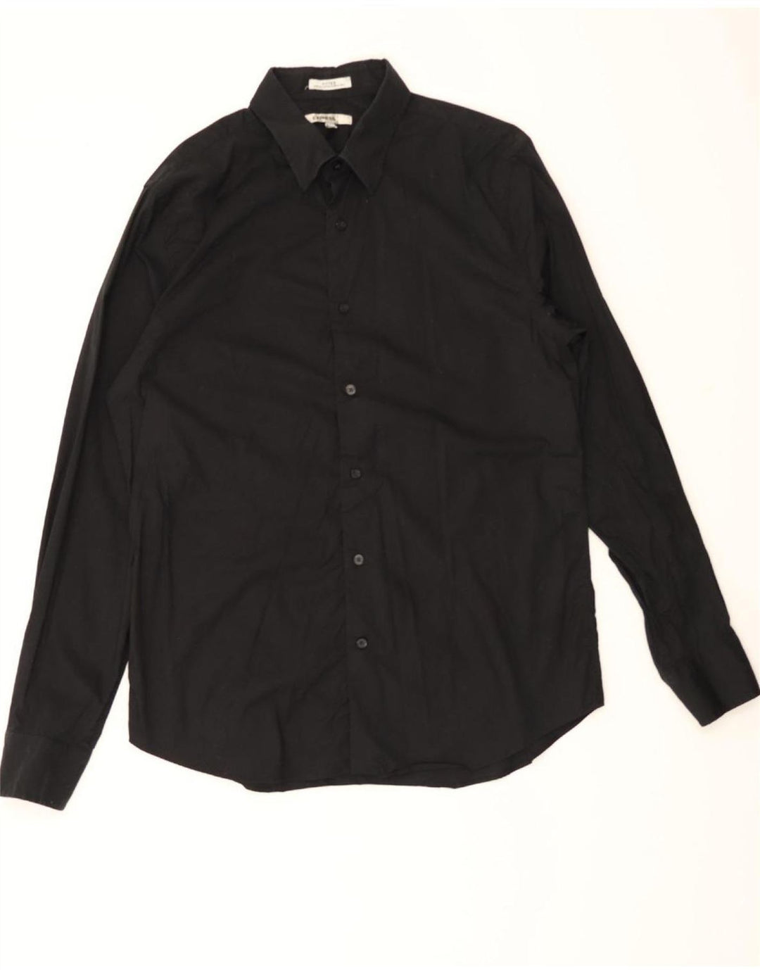 EXPRESS Mens Fitted Shirt Size 16 16 1/2 Large Black Cotton Vintage Express and Second-Hand Express from Messina Hembry 