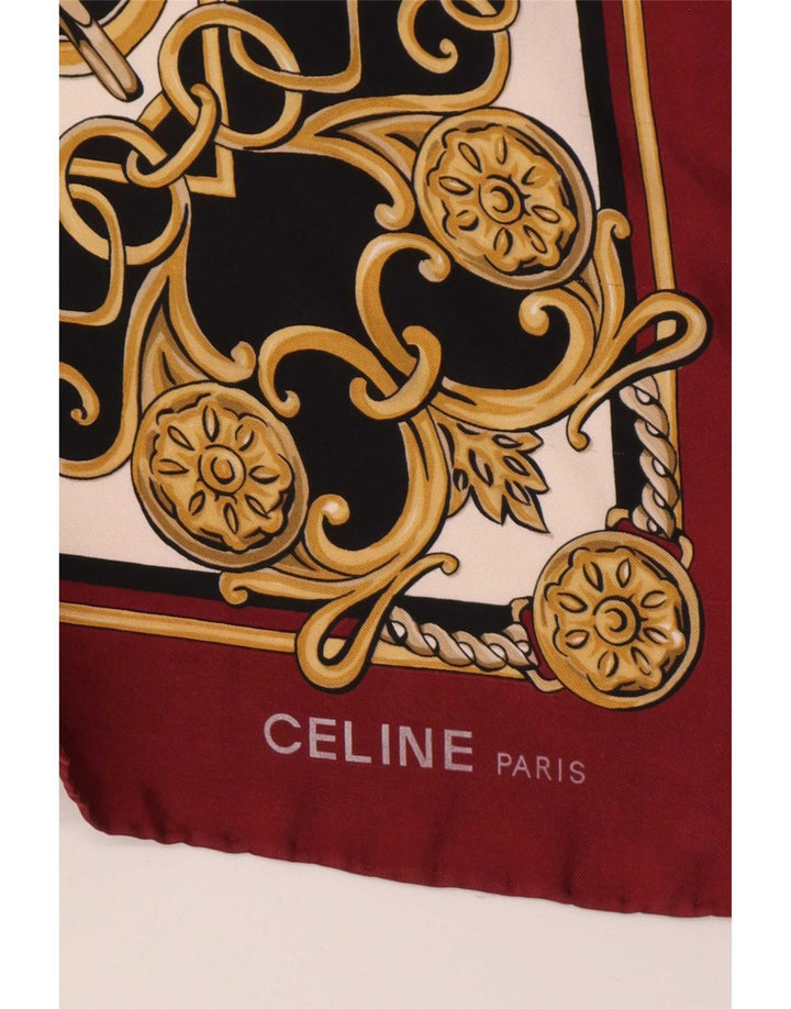 Celine Womens Square Scarf One Size Burgundy Animal Print