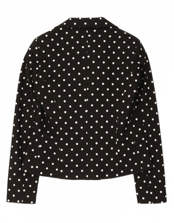 Phard Damen-Blazerjacke mit 2 Knöpfen, UK 12, mittelschwarz, gepunktet, Baumwolle