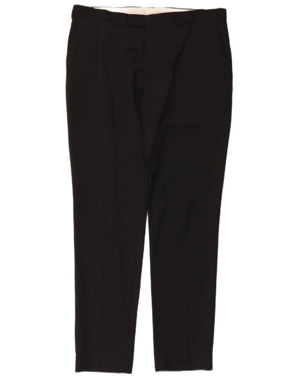 Pantaloni da abito slim fit da uomo Dkny W36 L33 in lana nera