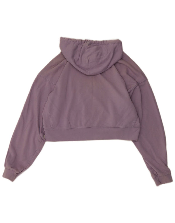 Adidas Damen Loose Fit Crop Hoodie Pullover UK 12 Mittellila Baumwolle