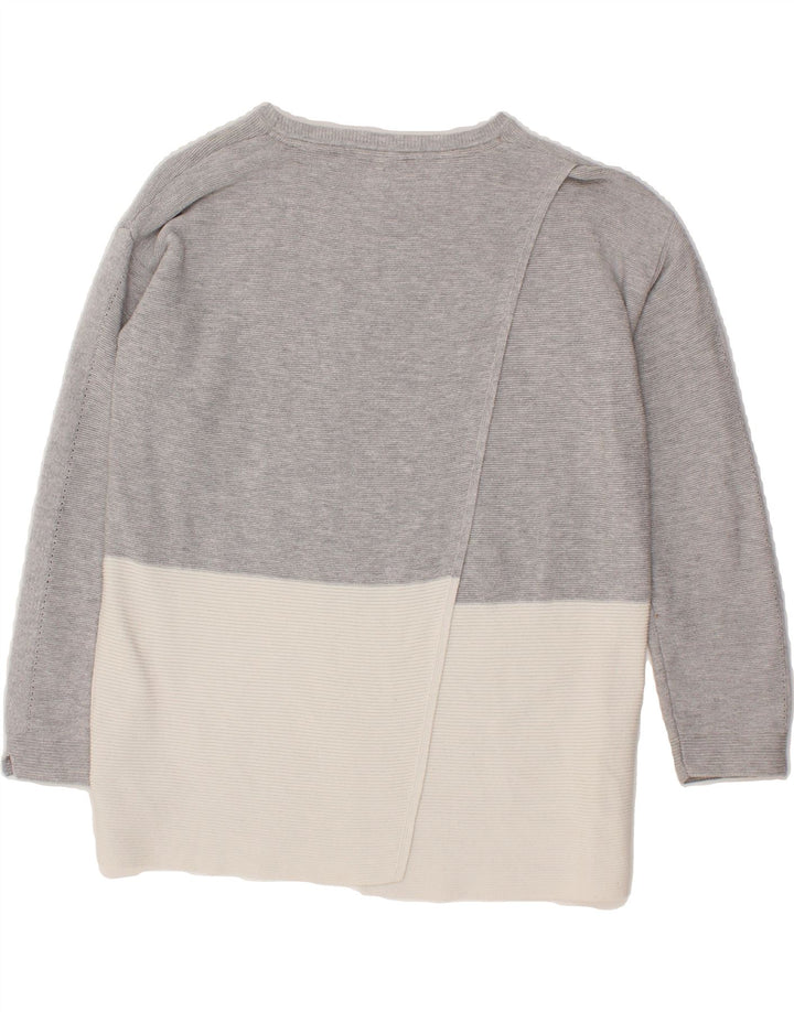 WHITE STUFF Womens Crew Neck Jumper Sweater UK 12 Medium Grey Colourblock Vintage White Stuff and Second-Hand White Stuff from Messina Hembry 