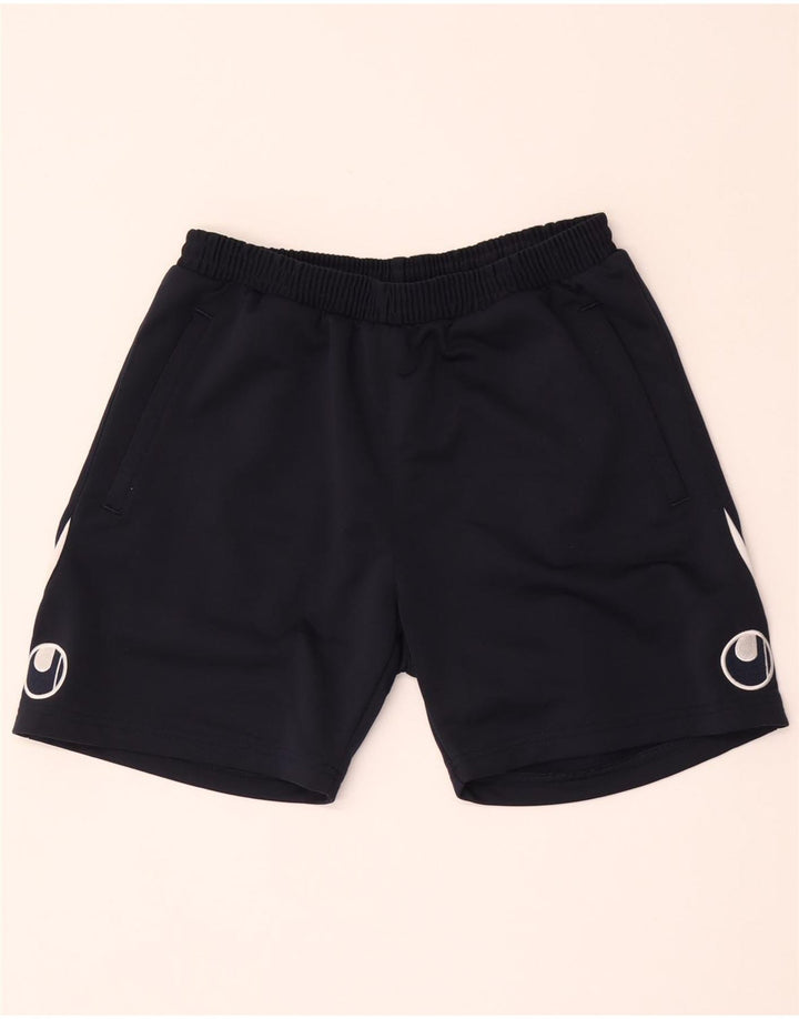 Uhlsport Mens Sport Shorts Large  Navy Blue Colourblock Polyester