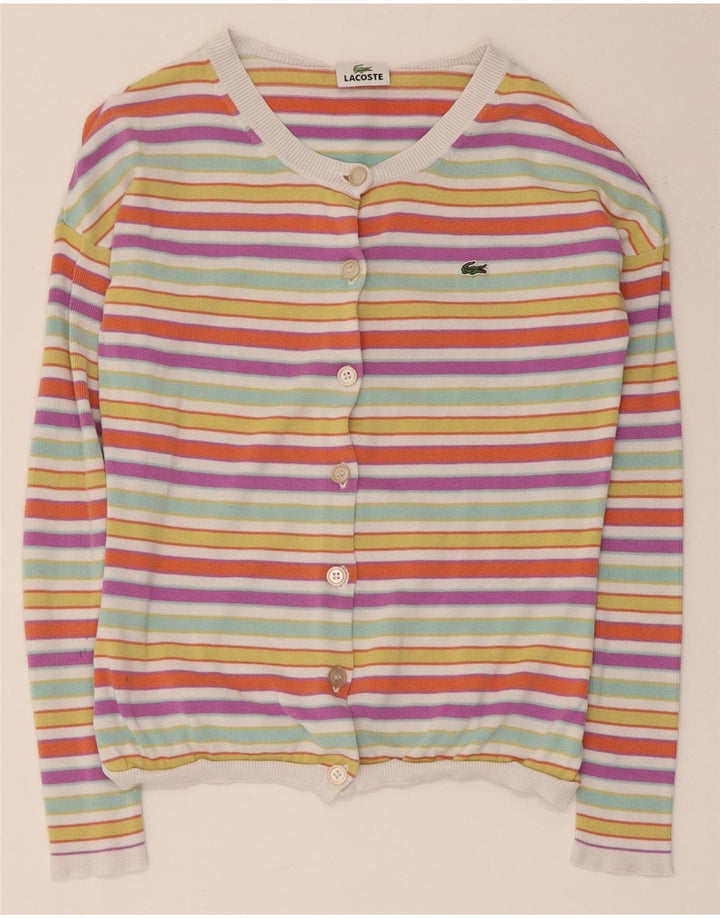 Lacoste Womens Crop Cardigan Sweater Taille 36 Petit Rayé Multicolore