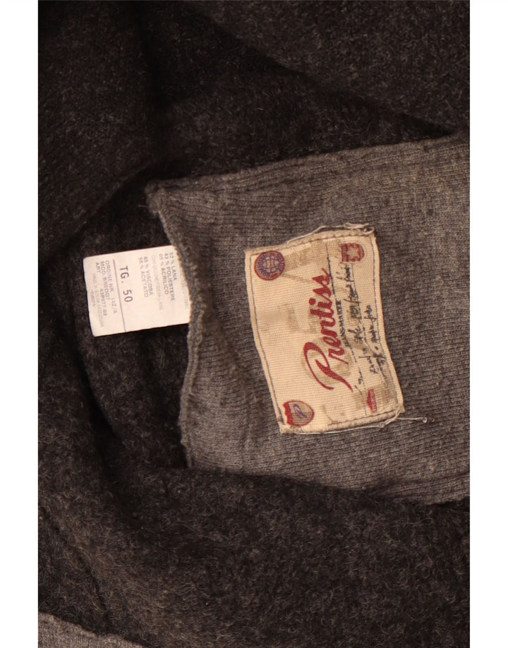 PRENTISS Mens Knit Pea Coat IT 50 Large Grey Wool