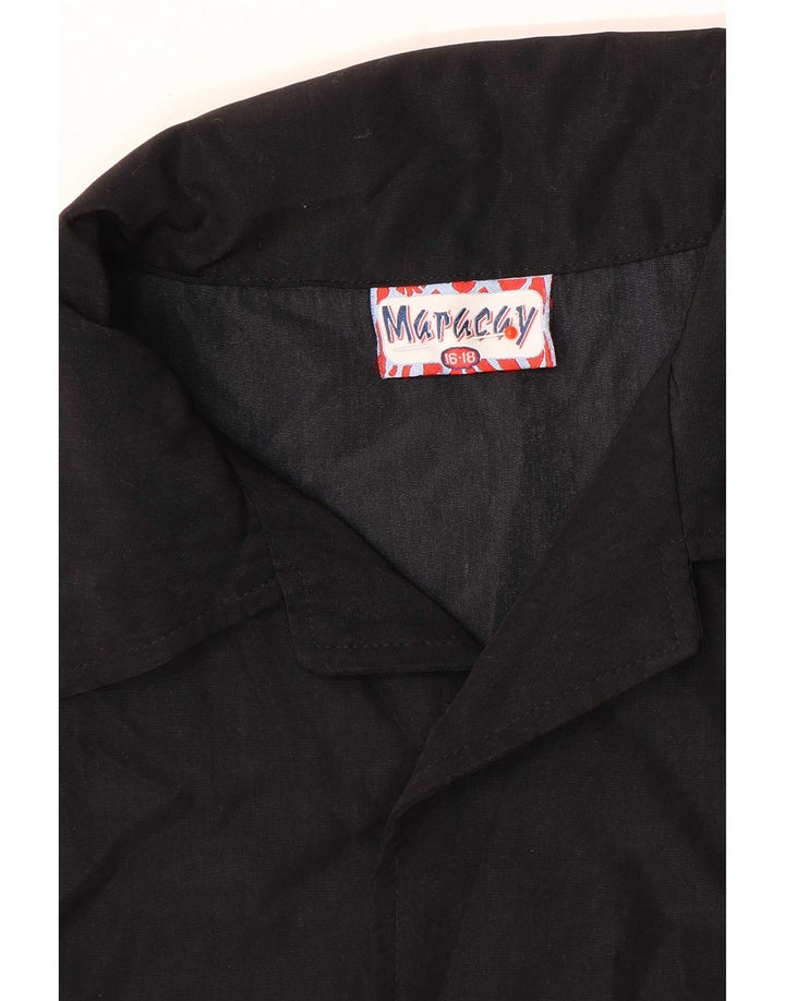 Vintage Boys Graphic Short Sleeve Shirt 15-16 Years Black Polyester