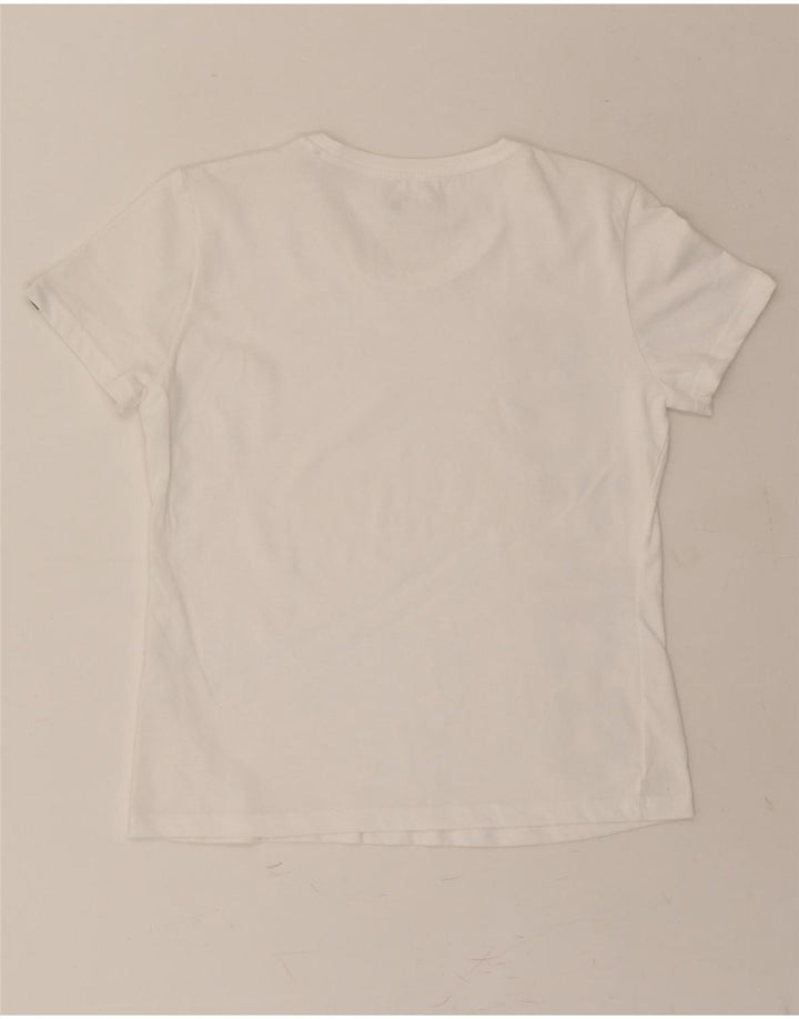 ADIDAS Womens Graphic T-Shirt Top UK 12/14 Medium White Polyester Vintage Adidas and Second-Hand Adidas from Messina Hembry 