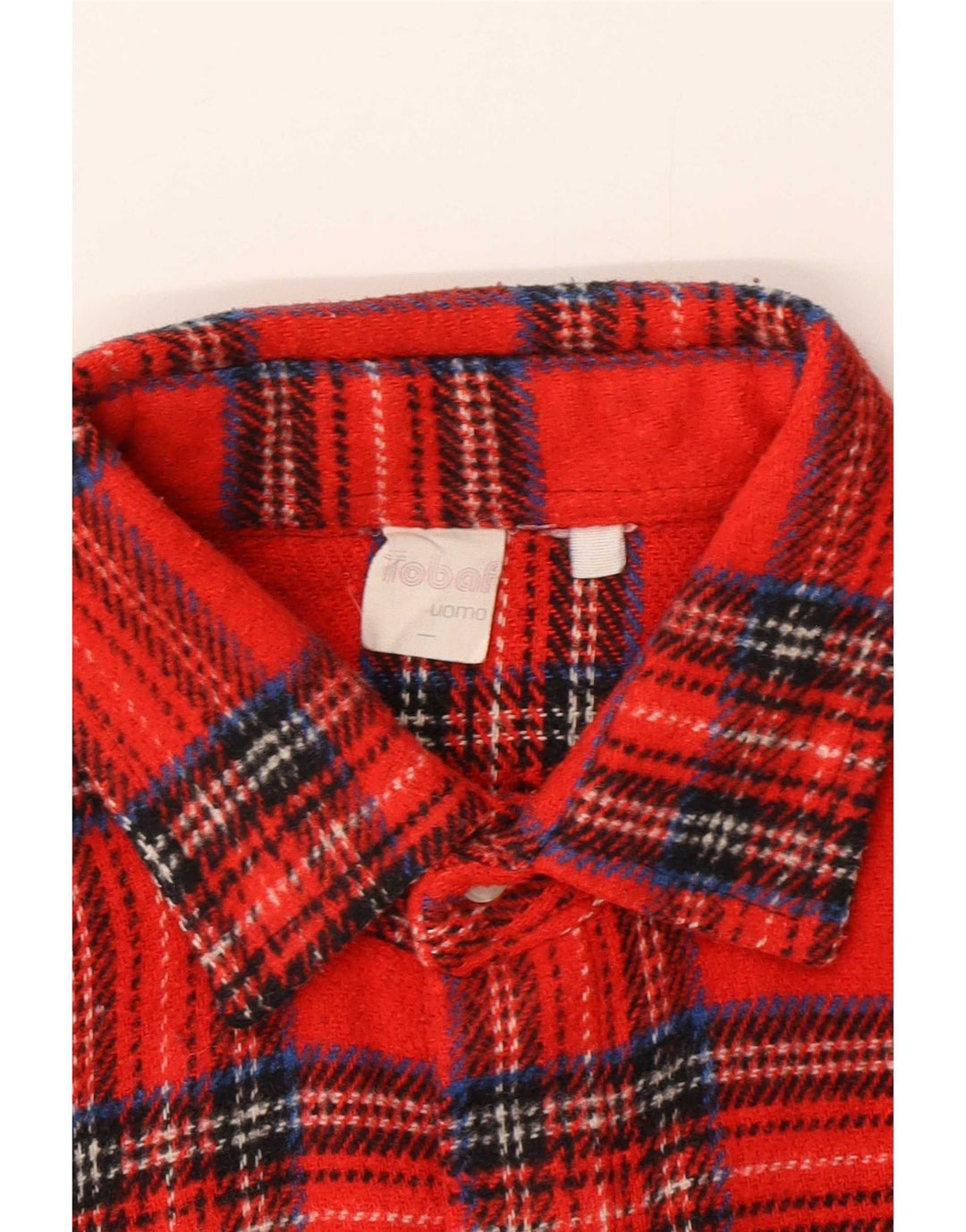 Vintage Mens Flannel Shirt Large Red Check