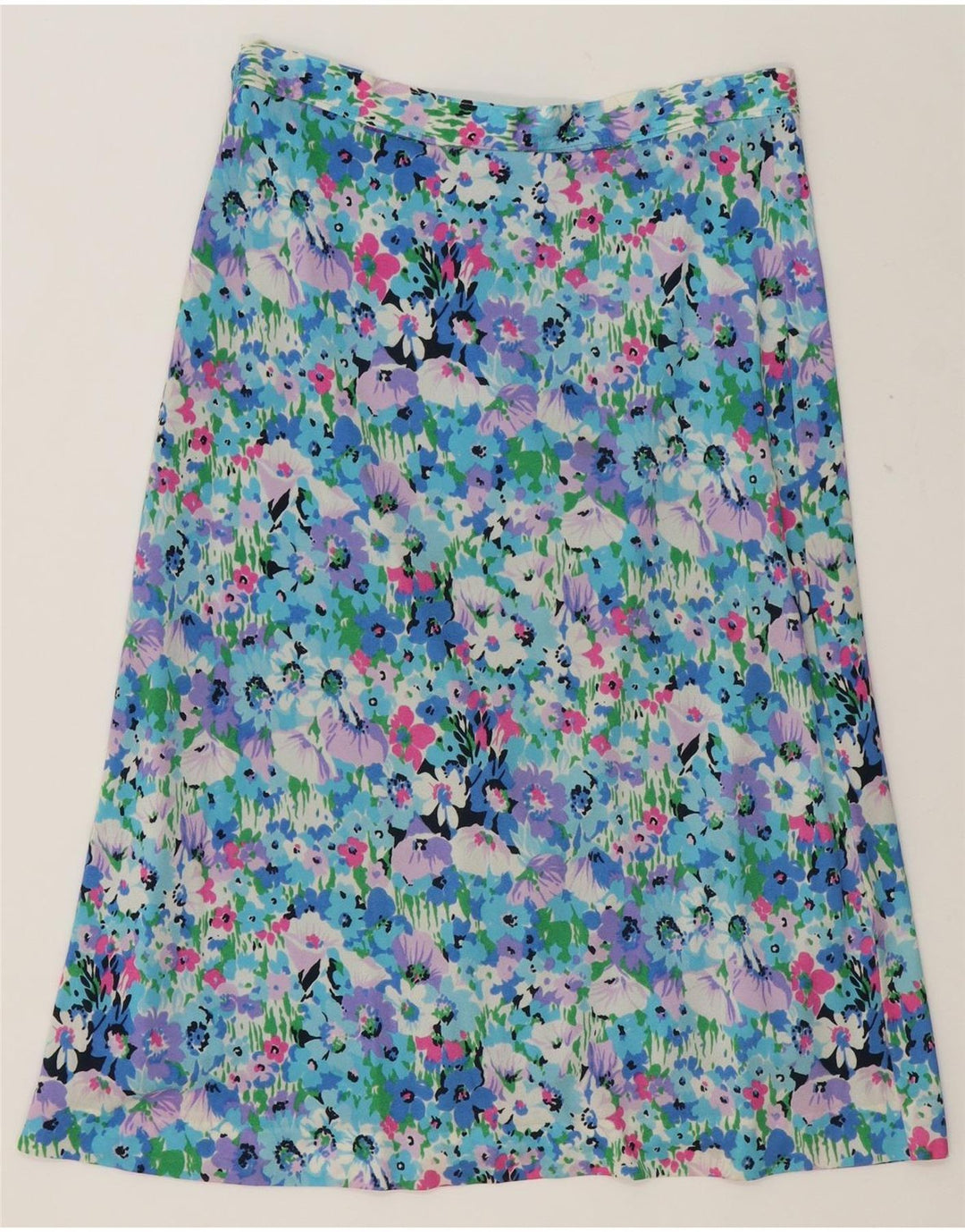 VINTAGE Womens A-Line Skirt W30 Medium Blue Floral Vintage Vintage and Second-Hand Vintage from Messina Hembry 