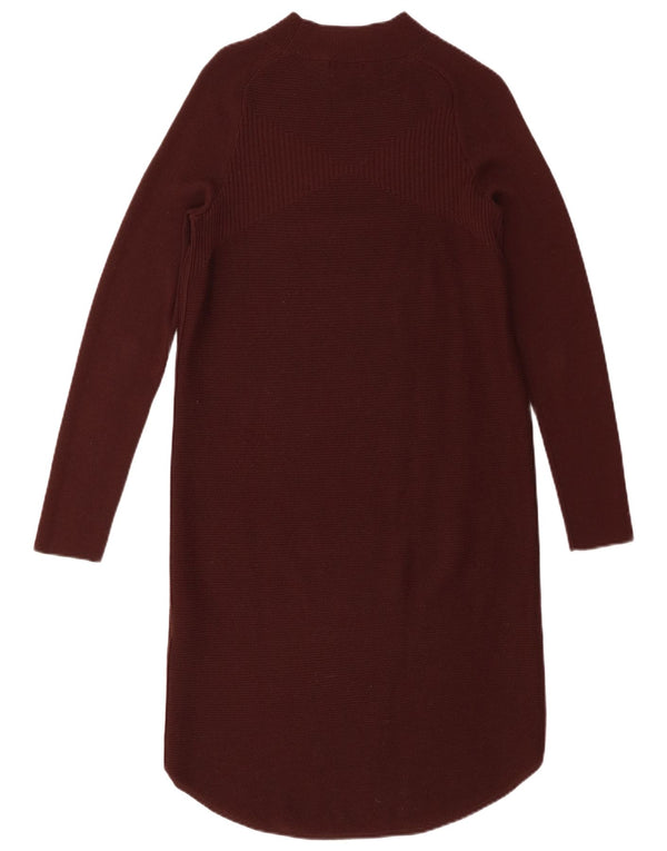 Jigsaw Dame Jumper Dress UK 6 XS Burgundy Wool