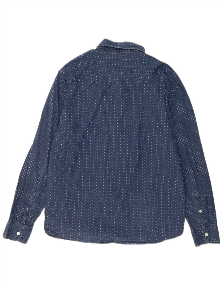 Levi's Mens Shirt Large Navy Blue Spotted Cotton