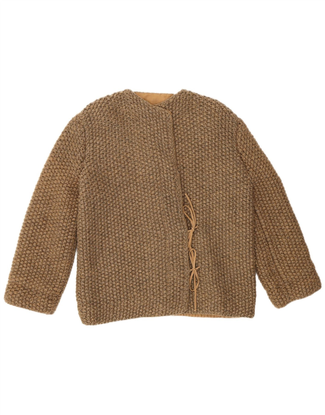 Vintage Womens Knit Bomber Jacket UK 12 Medium Brown