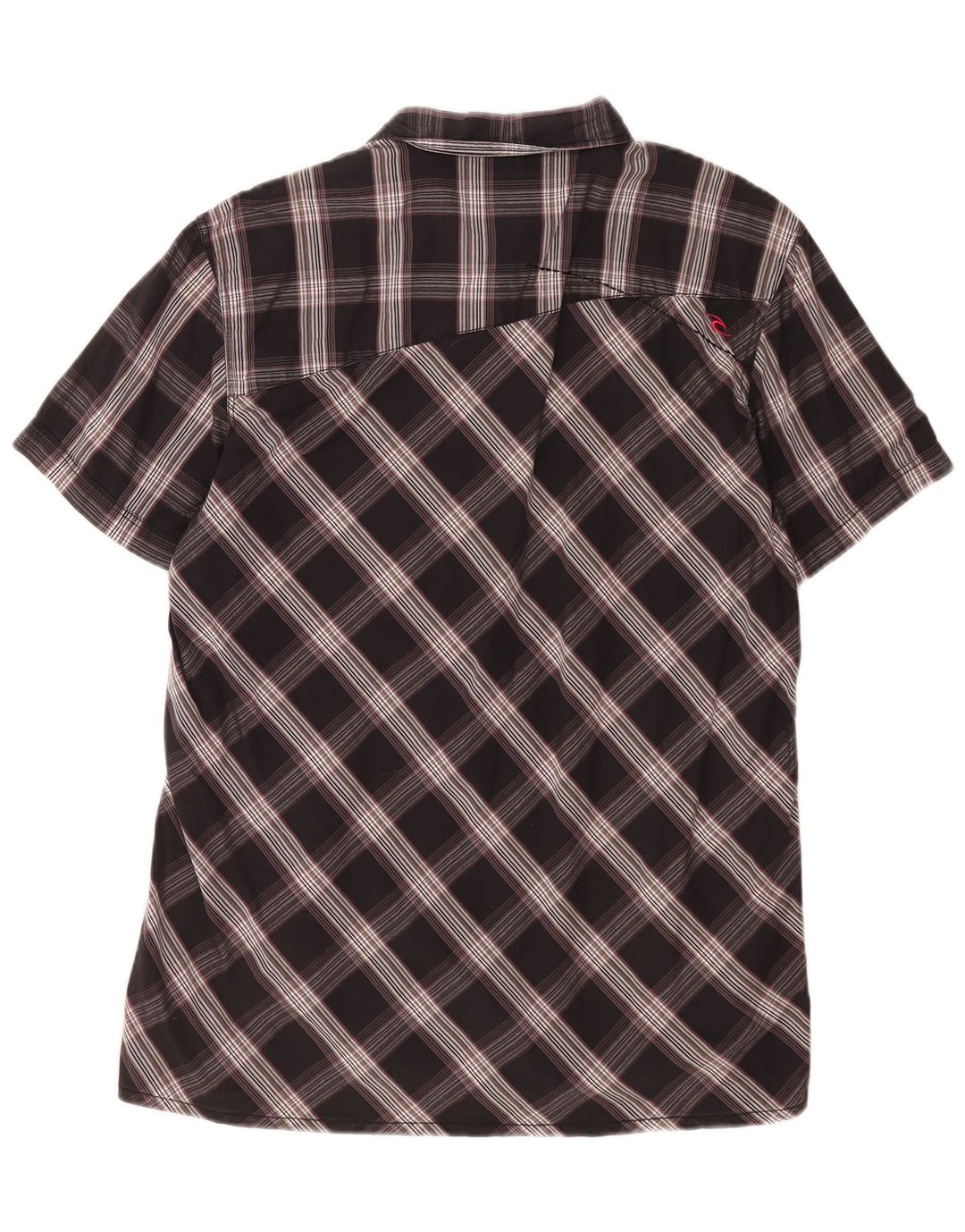 Rip Curl Mens Short Sleeve Shirt XL Black Check Cotton