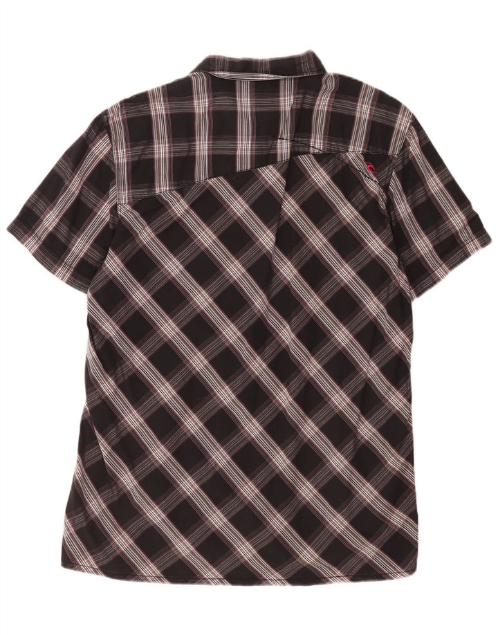 Rip Curl Mens Short Sleeve Shirt XL Black Check Cotton