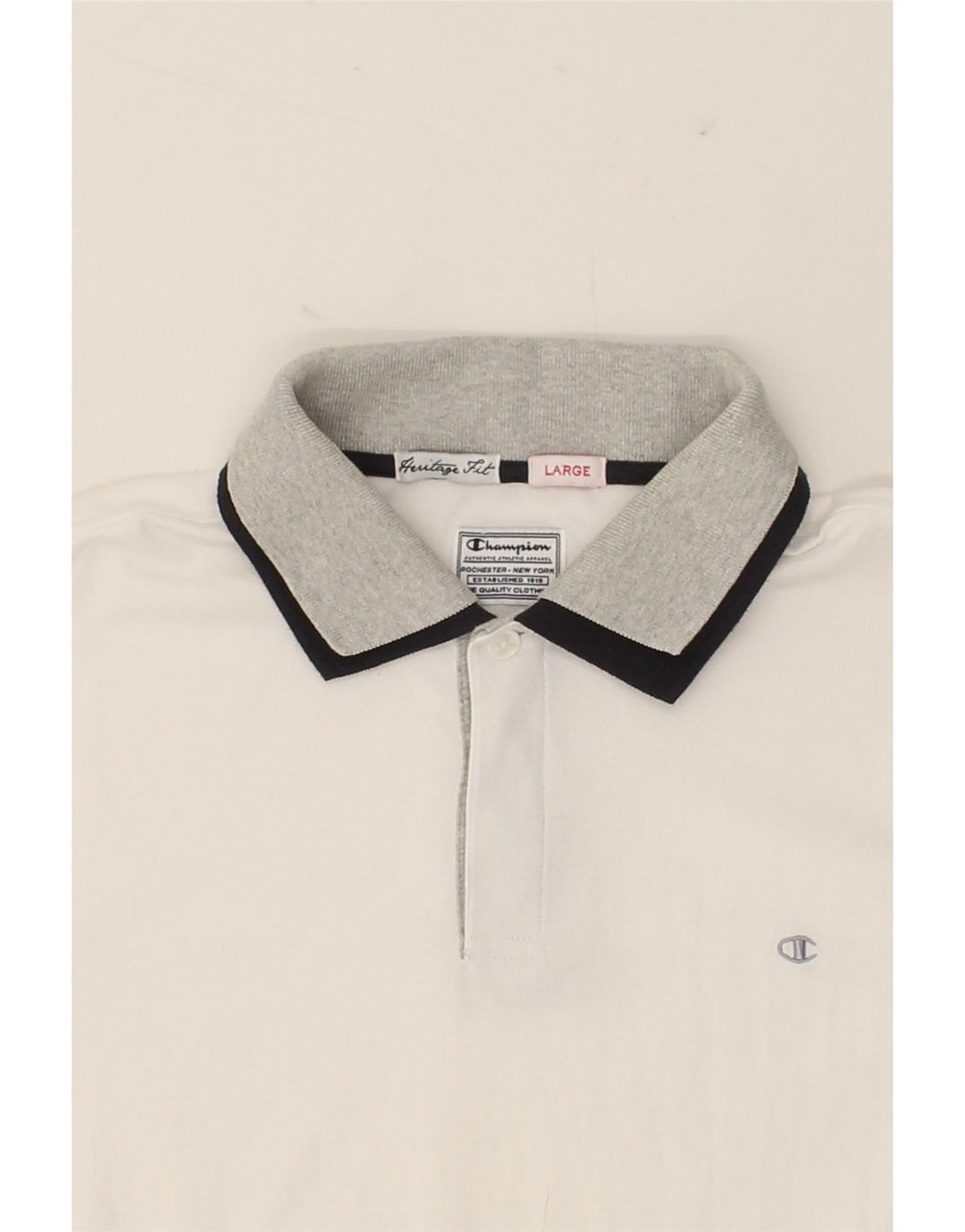CHAMPION Mens Heritage Fit Polo Shirt Large White Vintage Champion and Second-Hand Champion from Messina Hembry 