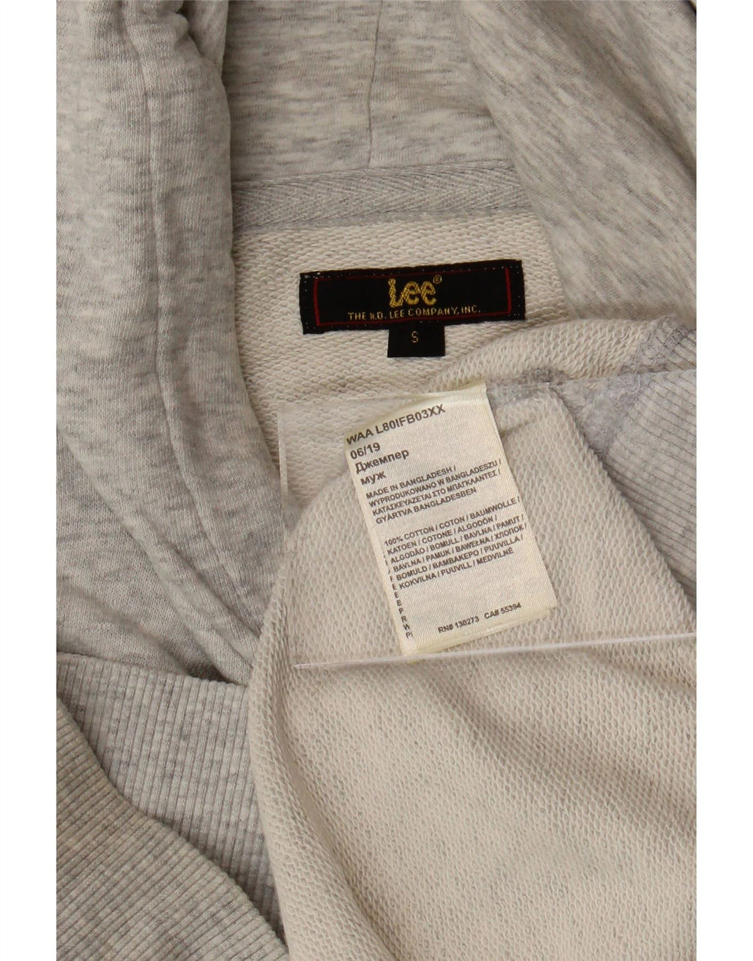LEE Mens Graphic Hoodie Jumper Small Grey Cotton