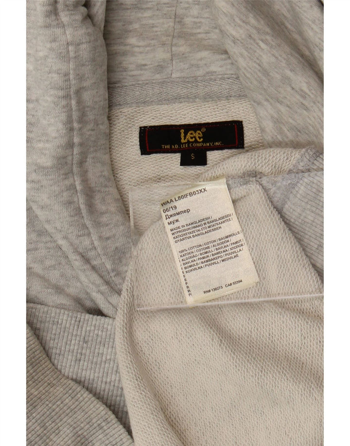 LEE Mens Graphic Hoodie Jumper Small Grey Cotton