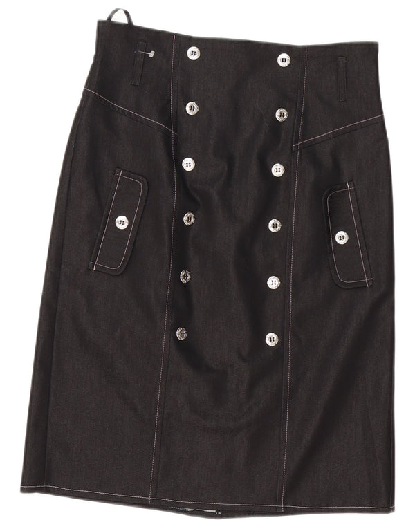 Red Or Dead Womens Straight Skirt UK 12 Medium W30 Grey Cotton