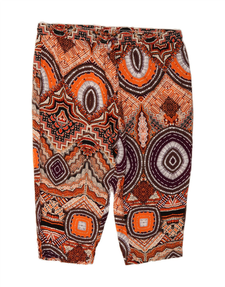 JANINA Womens Capri Trousers EU 48 2XL W38 L19 Orange Patchwork Viscose Vintage JANINA and Second-Hand JANINA from Messina Hembry 