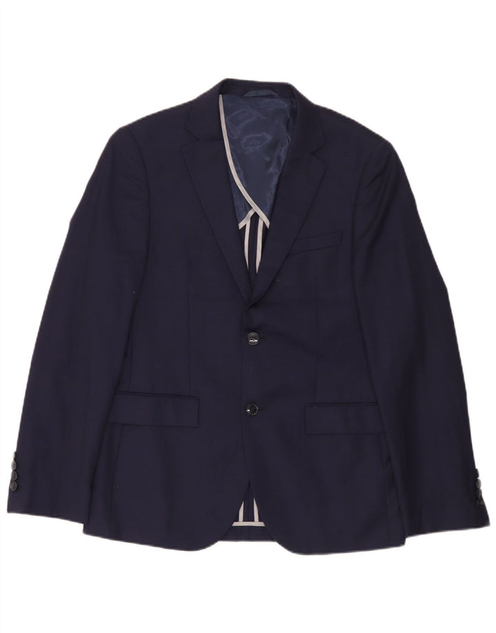Dkny Mens 2 Button Slim Fit Blazer Jacket UK 38 Medium Navy Blue Wool