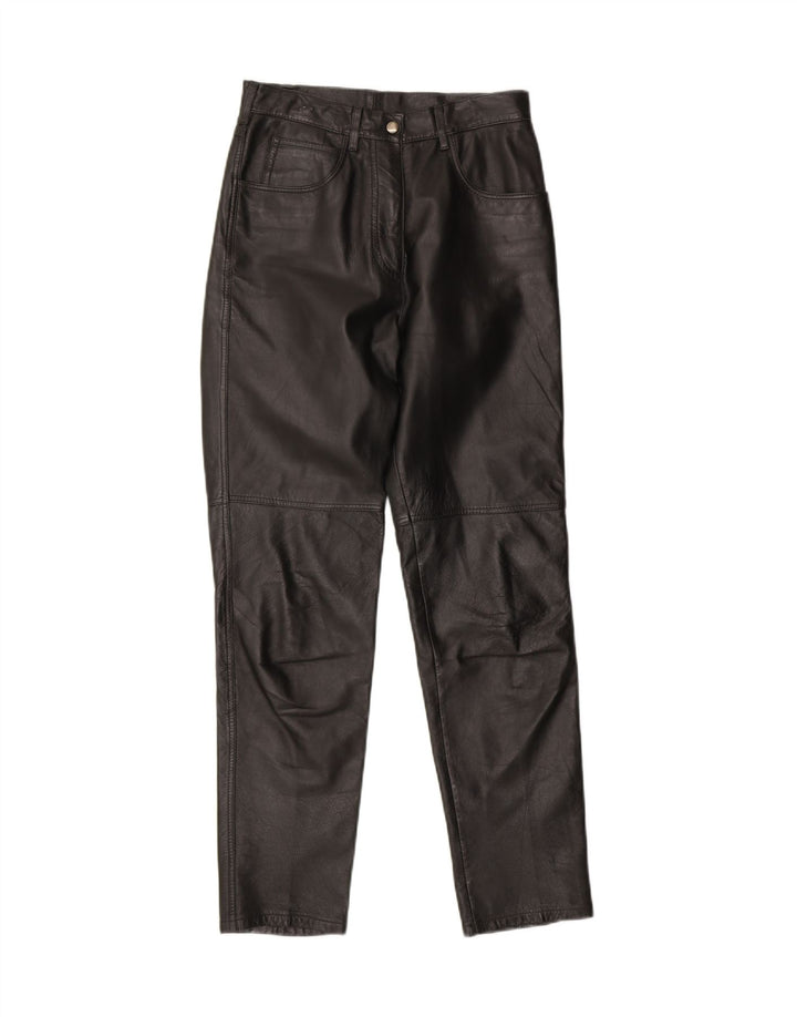 STEFANEL Womens Slim Leather Trousers IT 42 Medium W28 L29 Black Leather Vintage Stefanel and Second-Hand Stefanel from Messina Hembry 