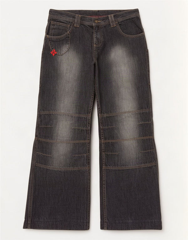 Animal Womens Wide Leg Jeans US 12 W32 L29 Grey Cotton
