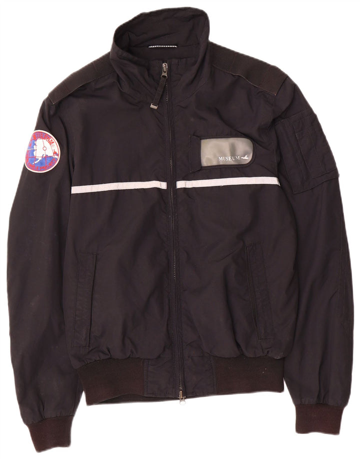 Museum Mens Military Graphic Bomber Jacket UK 38 Medium Black