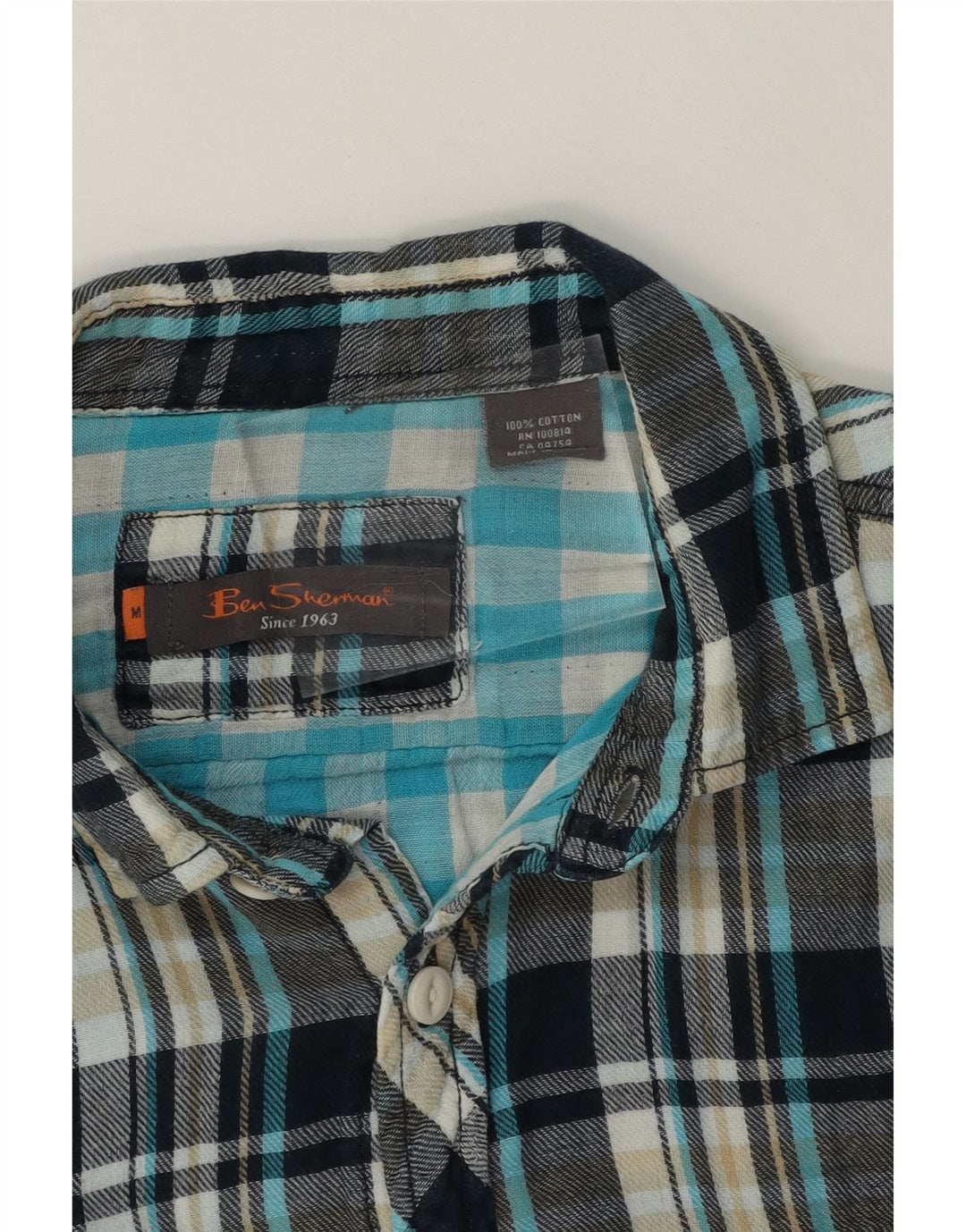 BEN SHERMAN Mens Flannel Shirt Medium Black Check Cotton Vintage Ben Sherman and Second-Hand Ben Sherman from Messina Hembry 