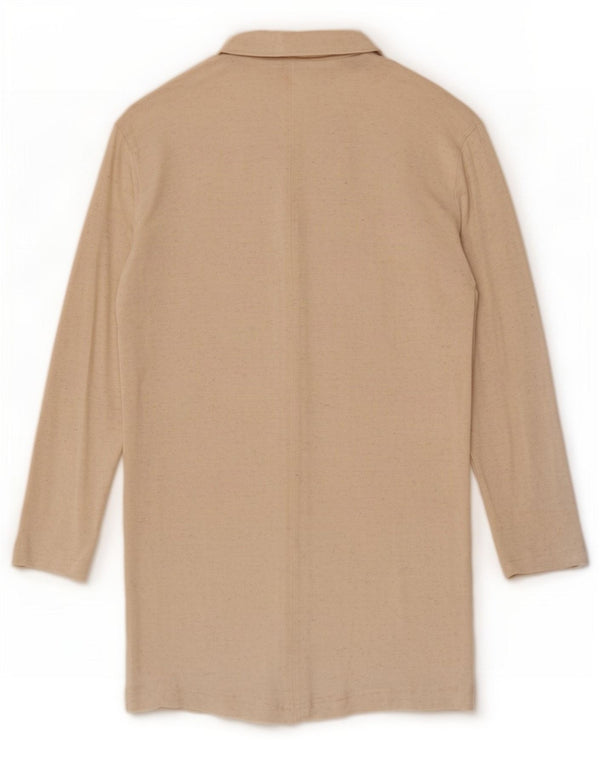 Benetton Womens Longline Cardigan Sweater UK 14 Medium Beige Flecked