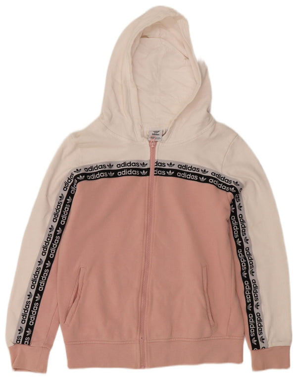 Damski sweter Adidas z grafiką i zamkiem błyskawicznym, UK 14, średni różowy kolor
