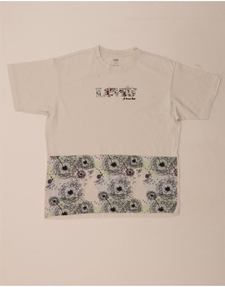 LEVI'S Mens Relaxed Fit Graphic T-Shirt Top Medium White Vintage Levi's and Second-Hand Levi's from Messina Hembry 