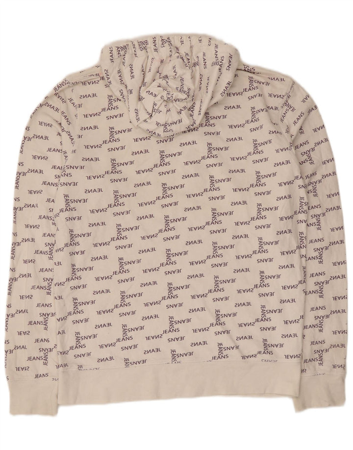Jack & Jones Mens Graphic Hoodie Jumper Medium White Cotton